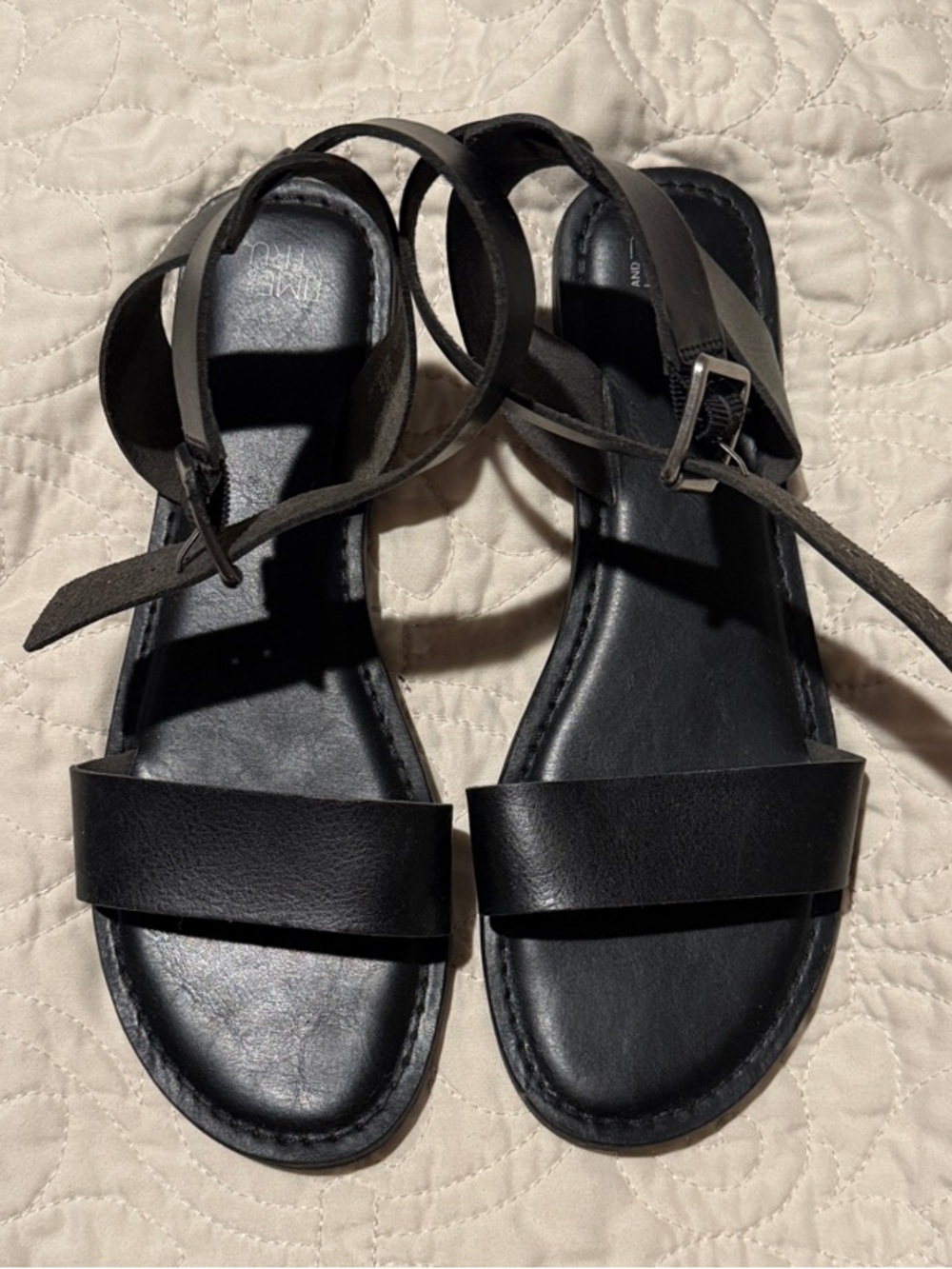 Classic Black Leather Ankle-Strap Sandals